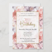 Invitation Elegant Coral and Lavender Peony 21st Birthday  (Devant)