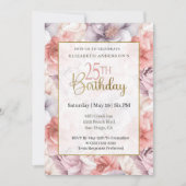 Invitation Elegant Coral and Lavender Peony 25th Birthday (Devant)