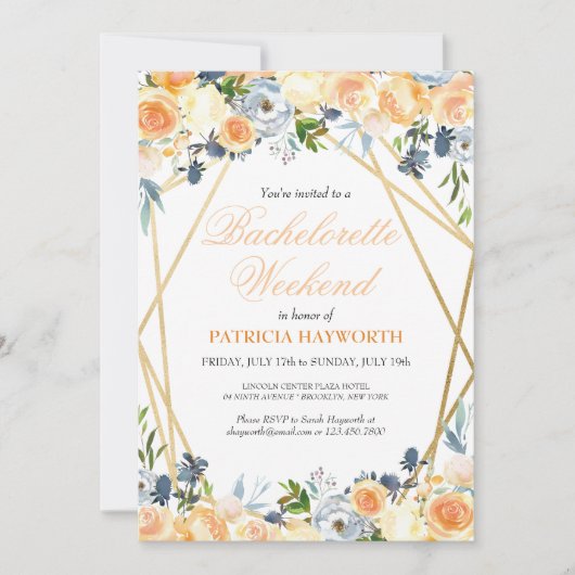 Invitation Elégant Coral Floral Bachelorette Week-end (Devant)