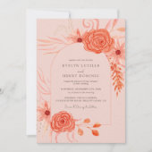 Invitation Elegant Coral Floral Terracotta Wedding (Devant)