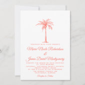 Invitation Elégant Coral Palm Tree Plage Formelle Mariage (Devant)