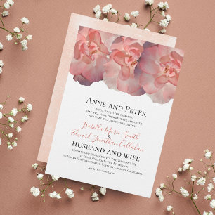 Invitation Élégant Coral Rose Rose Floral 2e Mariage