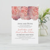 Invitation Élégant Coral Rose Rose Floral 2e Mariage (Debout devant)