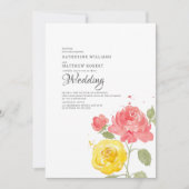 Invitation Elegant Coral & Yellow Floral Summer  (Devant)