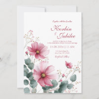 Élégant Cosmos Rose Eucalyptus Aquarelle