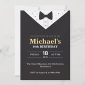 Invitation Elégant costume noir et blanc Hommes 40e anniversa (Devant)