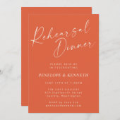 Invitation Élégant coucher de soleil orange Script Dîner de r (Devant / Derrière)