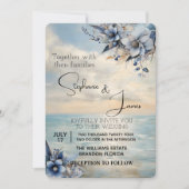 Invitation Elégant coucher de soleil subtil et Mariage floral (Devant)