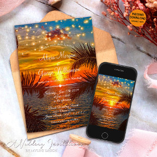 Invitation Elégant coucher de soleil Tropical Beach Mariage
