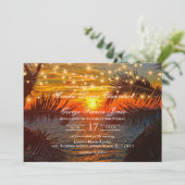 Invitation Elégant coucher de soleil Tropical Beach Mariage (Debout devant)