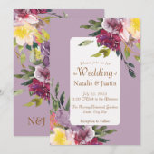 Invitation Elégant couleur brillant Loose Aquarelle Floral (Devant / Derrière)