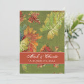 Invitation Elégant couleur riche Autumn Graphe Leaf Feuilles  (Debout devant)