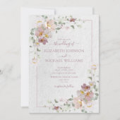 Invitation Elégant couleur rose pâle Mariage floral (Devant)