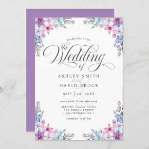 Invitation Elégant couleur violet Mariage floral