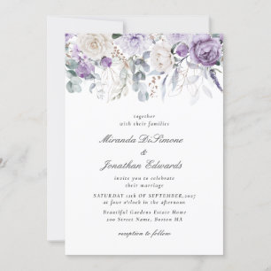 Invitation Elégant couleur violet Mariage floral