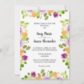 Invitation Elégant couleur violet Mariage floral (Devant)