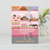 Invitation Élégant couple de ville dans Love Cakes Mariage (Debout devant)