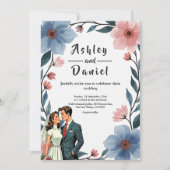 Invitation Élégant Couple romantique Aquarelle Mariage Floral (Devant)