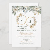 Invitation Elegant Couples Christmas Wedding Reception Floral (Devant / Derrière)