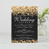 Invitation Élégant Couples Douche Gold Lumières (Debout devant)
