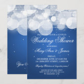 Invitation Elégant Couples Douche Lumineuse & Étincelle Bleu (Devant / Derrière)