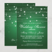 Invitation Élégant Couples Douche Parkling Lignes Émeraude (Devant / Derrière)