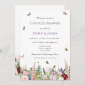 Invitation Elégant Couples Floral Douche (Devant / Derrière)