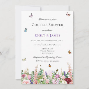 Invitation Elégant Couples Floral Douche