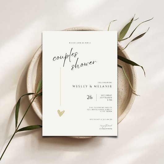 Invitation Elegant Couples Shower Calligraphy Typo Wedding 