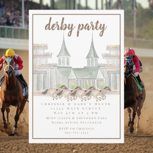 Invitation Élégant Course de Chevaux de Derby à l'Aquarelle