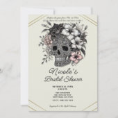 Invitation Elégant Crâne Avec Fête des mariées Fleurs Exotiqu (Devant)