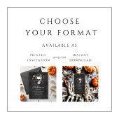 Invitation Elégant crâne floral gothique noir Halloween