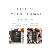 Invitation Élégant crâne floral gothique noir Halloween