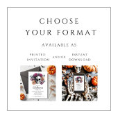 Invitation Elégant crâne gothique floral Halloween