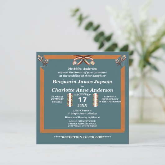 Invitation Élégant Cravate simple Bow Mariage Customisé (Debout devant)