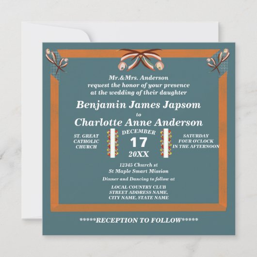 Invitation Élégant Cravate simple Bow Mariage Customisé (Devant)