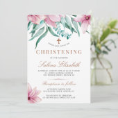 Invitation Élégant crayon floral rose aquarelle (Debout devant)