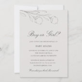 Invitation Elégant crayon gris Croquis Fleurs Révélation de g (Devant)