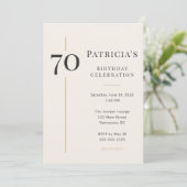 Invitation Elegant Cream & Gold 70th Birthday (Debout devant)