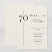Invitation Elegant Cream & Gold 70th Birthday (Devant / Derrière)