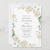Invitation Elegant Cream Peony Rose Garden Bridal Shower (Devant)