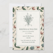 Invitation Elegant Cream Rustic Wildflower Sketch Wedding  (Devant)