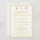 Invitation Elegant Cream Two Hearts Catholic Wedding (Devant)