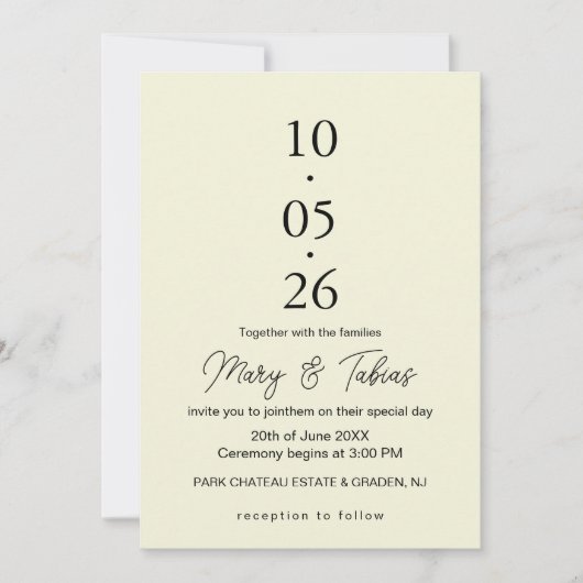 Invitation Elegant Creamy White Minimalist Wedding (Devant)