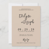 Invitation Elégant crème beige minimaliste Boho Mariage photo (Devant)