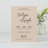 Invitation Elégant crème beige minimaliste Boho Mariage photo (Debout devant)