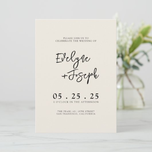 Invitation Élégant Crème Boho Minimal tout en un Mariage (Debout devant)