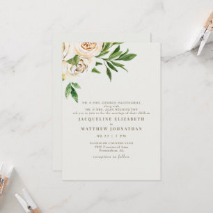 Invitation Elégant crème Floral Peonies Mariage