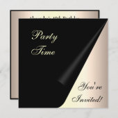 Invitation Elegant Crème Noir Anniversaire Événement (Devant / Derrière)