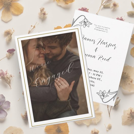 Invitation élégant crémeux moderne photo floral